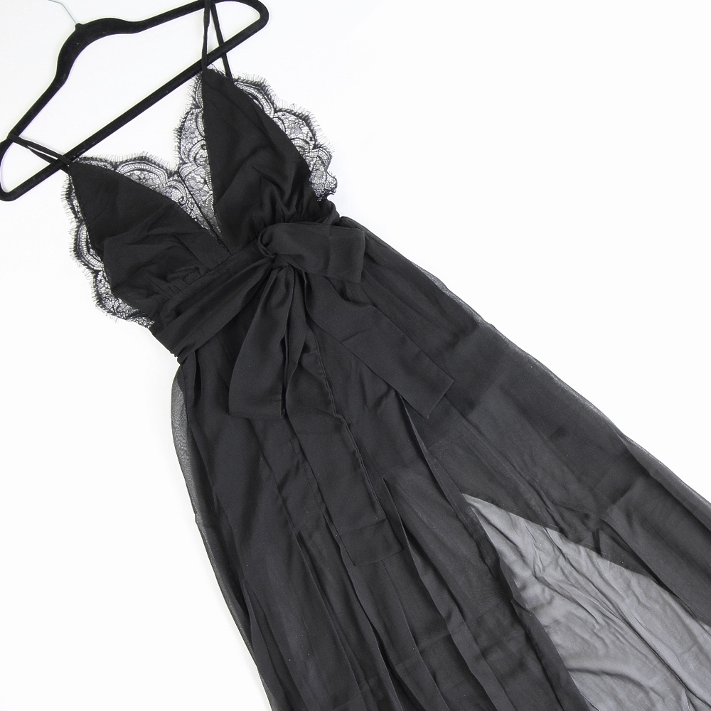 Lace Plunging V-Neck High Slit Cami Long Dress - Picture 7 of 8
